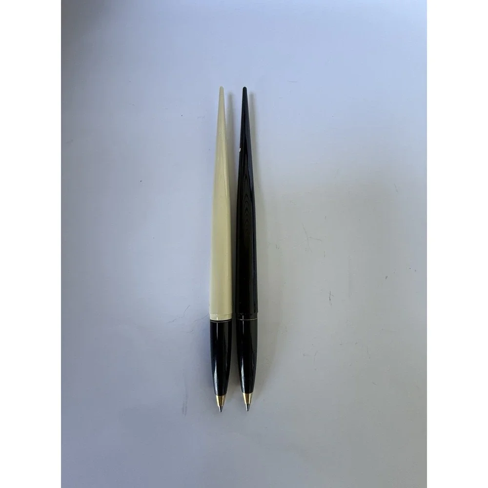 Sheaffer Ballpoint Desk Set - Black and White Pens with Black Marble Base